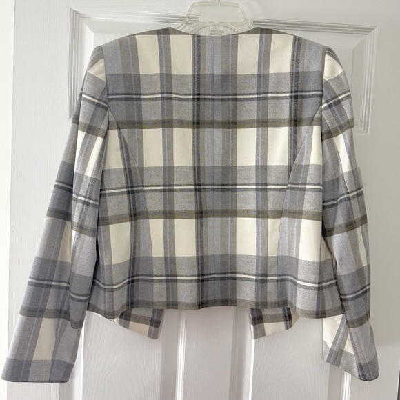 Katherine Kelly Gray Plaid Open Front Blazer Size 14 - Picture 4 of 5